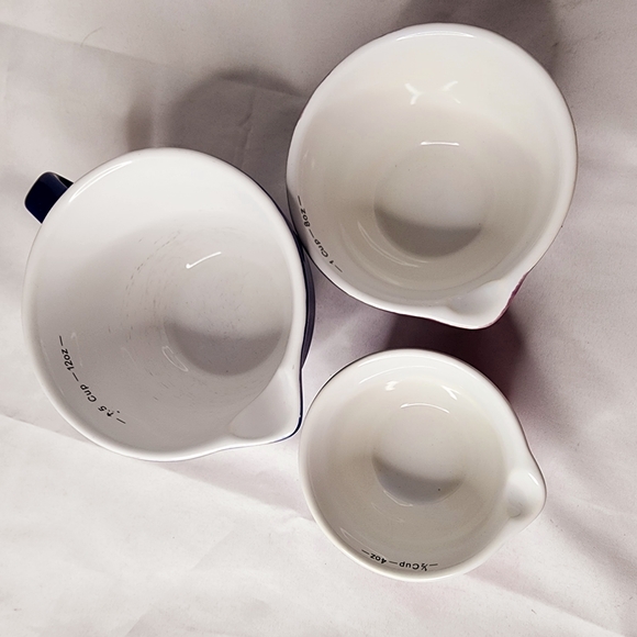 Anchor Hocking Measuring Pitcher Batter Bowl Set - 3 Piece Ceramic - Blue Purple - Picture 2 of 4